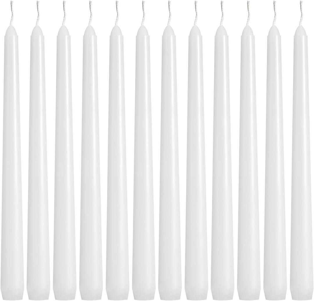 36 Pack White Taper Candles, 7-8 Hours Burn Time, Unscented and Smokeless, 4/5 x 10 Inch Dinner Candle Set for Household, Wedding, Party and Home Dcor Candlesticks
