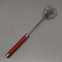 Easy Whisk - 12 Inch Stainless Steel Semi Automatic Whisk Rotating Hand Egg Beater for Milk Frother, Dough, Cream, Matcha, Hand Push Kitchen Mixer for Blending, Whisking, Beating & Stirring (Red)
