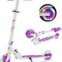 BELEEV V1 Scooters for Kids, 2 Wheel Folding Kick Scooter for Girls Boys, 3 Adjustable Height, Light Up Wheels, Lightweight Scooter with Sturdy Frame, Kickstand for Children 3 to 12 Years Old (Purple)
