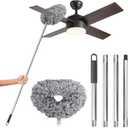 DRQ Ceiling Fan Cleaner Duster, Reusable Microfiber Duster with Extension Pole, 13 to 48 Inch Fan Blade Cleaner, Removable Dusters for Cleaning Walls Bookshelves Door Window Top (Grey)