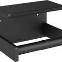 Toilet Paper Holder with Shelf Wall Mount, Self Adhesive or Screw in, Tissue Holder for Bathroom Washroom RV with Spring Rod, Matte Black