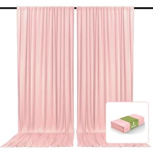 2 Panels Light Pink Backdrop Curtain, 10 x 10 Feet Background Curtains for Parties, Weddings, Baby Showers, Bachelorette Halloween, Christmas Birthday Party Photoshoot Backdrop Curtains Decorations