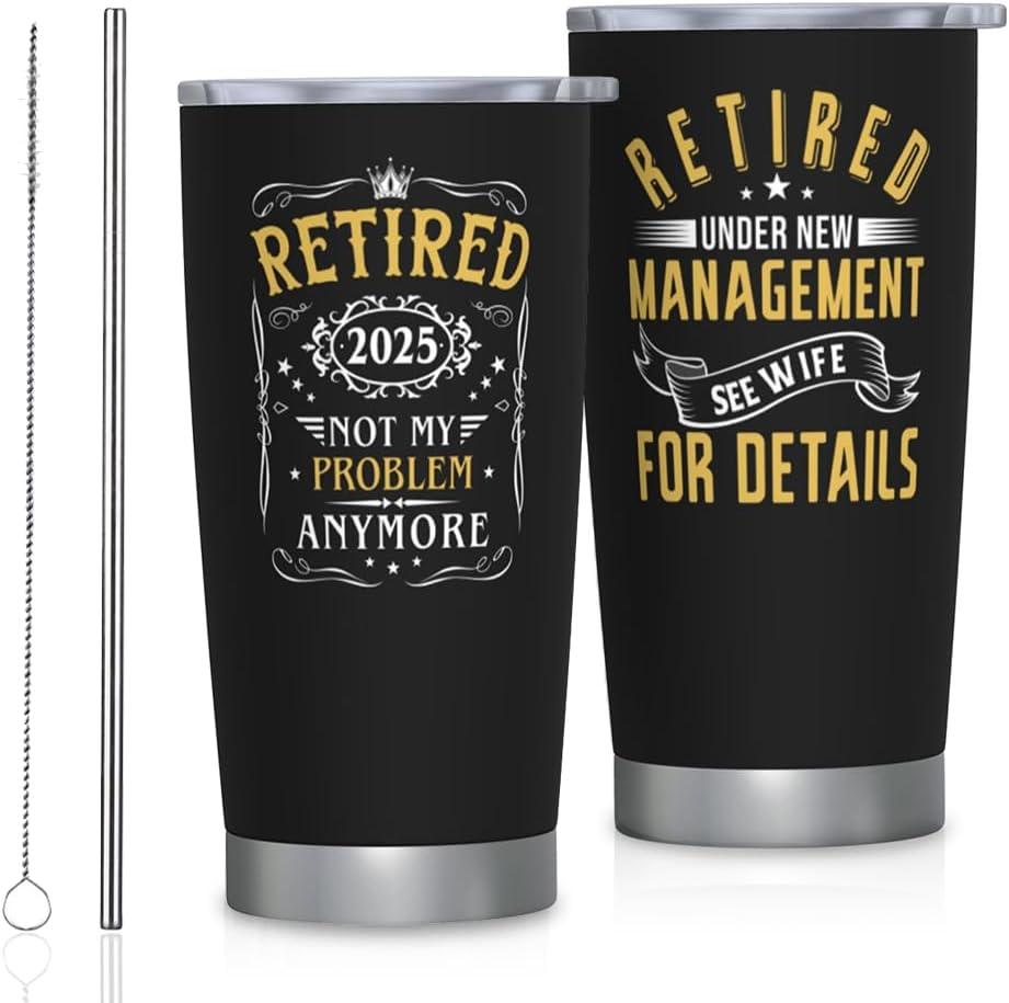 Retirement Gifts For Men 2025, Retirement Tumbler 20oz, Retirements Gifts Coffee Travel Mug For Man, Retirements Gift for male Retired Gift Farewell Cup For Coworker Boss Teacher