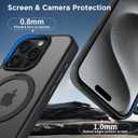 CACOE Magnetic Case for iPhone 15 Pro 6.1 inch with 360° Rotatable Ring Stand,Compatible with MagSafe Car Phone Mount,Cover Phone Holder for Desk Meeting Matte Black