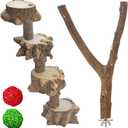 Parakeet Perches Toys for Cage, Bird Perch Stand Budgie Parrot Cockatiel Playground 4 Steps Ladder for Accessories 2 Pcs