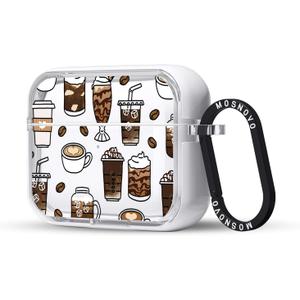 MOSNOVO Case for Airpods Pro & Airpods Pro 2, Protective Clear Case with Shockproof Dual Layer Hard Luxe Metal Ring Designed for Airpods Pro 2 Generation - Coffee