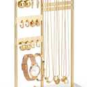 ChuStory Jewelry Holder Organizer, Gold Jewelry Stand, Jewelry Stand Organizer, Room Decor Gift for Women/Teen Girl (Gold+White) (T28)