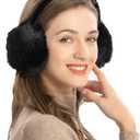 ZLYC Womens Girls Winter Fashion Adjustable Faux Fur EarMuffs Ear Warmers (Black)