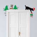 MorningRo 4 Pcs Christmas Door Frame Decoration Set Metal Santa Hat, Xmas Tree, Deer and Black Dog Wall Art Decor Christmas Corner Sign Bathroom Decor for Indoor Outdoor Door Window (Red and Green)