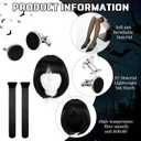 Yahenda 5 Pcs Halloween Costume Women Black Bob Wigs Skirt Thigh High Stockings Shirts Cuff Links for Halloween Cosplay (L)