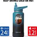 RUBYFLASK 32oz Insulated Water Bottle with Straw, Stainless Steel Metal Vacuum Water Flask, Large Thermal Water bottle with Leakproof 3 Lids for Travel, Camping, Gym Sports Armygreen