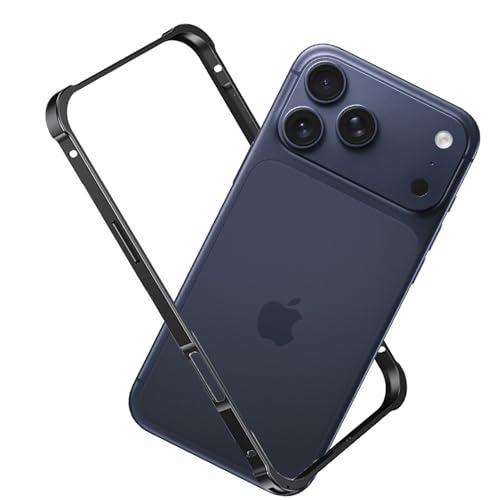 for iPhone 17 Pro Max Bumper Case Metal - No Back Design Compatible with MagSafe Aluminum Backless Edge Frame Fast Heat Dissipation Shockproof Slim Thin Protection Case for iPhone 17 Pro Max (Black)