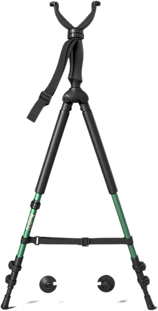 HUNTPAL Hunting Rifle Bipod Shooting Stick Gun Shooting Rest with 360 Rotating V Yoke Head, 27"-69" Aluminum Shooting Stand with Quick Flip Leg Locks, Foam Hand Grips and Versatile Feet