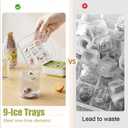 Ouliget Ice Cube Tray With Lid and Bin,Easy-Release and Flexible 9-Ice Trays for Freezer,Silicone Ice Maker Cubes Mold Suitable for Whiskey Cocktails,Easy Press to Release Ice
