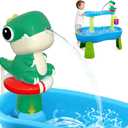Litand Dinosaur Water Table Pump Continuous Flow  Rechargeable Battery Powered Water Pump for Water Table Accessories  Summer Outdoor Water Play Toys (Green)