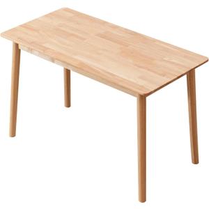 Rectangular Kitchen Solid Wood Dining Table 46.8 inches Legs Sturdy Natural Rubber Wood and Walnut Color (Natural Oak)