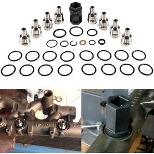 High Pressure Oil Rail Ball Tube O-Rings Repair Kit & Nipple Cup Socket & Injector Seal Kit for Ford 6.0L Diesel 2003-2007