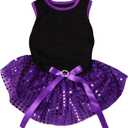 Petitebella Plain Sequins Tutu Puppy Dog Dress (Black/Purple, Medium)