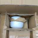 Gibson Home Oslo 16-Piece Porcelain Dinnerware Set, Service for 4  White Plates with Black Rim, Microwave & Dishwasher Safe