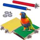 Petsvv 4 PCS Bird Perch Stand Toy, Wood Parrot Perch Stand Platform Paw Grinding Stick, Cage Accessories Exercise Toys Budgies Parakeet Cockatiel Conure Hamster Gerbil Rat Mouse