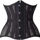 SHAPERX Women 24 Double Steel-Boned Longline Heavy Duty Waist Training Corsets Shaper (XX-Large, Black Mesh)