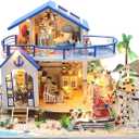 Miniature House Kit, Dollhouse Kit, Miniature Kit, DIY Mini House Building Kit for Adult, Beach House