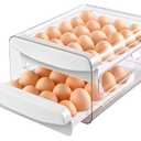 Zagtag® Egg Holder for Fridge, 2-Tier Stackable 40 Eggs Organizer Drawer for Refrigerator, Space-Saving Egg Container, Clear Plastic Egg Tray for Kitchen Storage