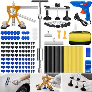 Car Dent Puller Kits, 137pc Paintless Dent Removal Tools, Car Dent Repair Kit with Slide Hammer 2 in 1 T-Bar, Adjustable Dent Lifter, Bridge Puller for Auto Body SUV Dings Hail Damage DIY Remover