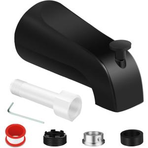 Universal Tub Spout for 1/2" Copper Pipe, 1/2" IPS and 3/4" IPS, Bathtub Faucet with Diverter and Adapter and Hex Wrench (Matte Black)
