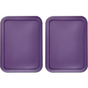 Replacement Lids for Pyrex 11-Cup Glass Food Storage Container Bowls, (9.75 x 8-Inch) Plastic Rectangle Lids Covers fits Pyrex 7212-PC, Airtight & Leakproof (2-Pack, Purple)
