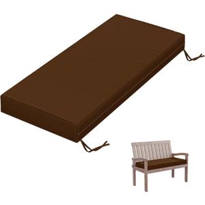 Outdoor Bench Cushion 42 X 18 X 3.5 Inch Thick Waterproof Patio Furniture Cushions, Patio Porch Swing Replacement Seat Pad with Tie Straps and Anti-Slip, for Backyard Garden, Chocolate