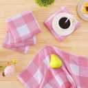 Homaxy Kitchen Towels and Dishcloths Set, 12 x 12 and 13 x 28 Inches, Set of 12 100% Cotton Waffle Weave Check Plaid Kitchen Dish Towels, Super Soft and Absorbent Dish Cloths, White & Pink