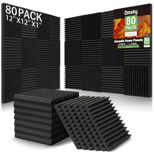 52 Pack Acoustic Foam Panels,1"X 12" X 12"Sound Proof Foam Panels,High Density Sound Absorbing Panels,Soundproof Wedges Panels for Studio Recording & Office & Home 52 Pack Acoustic Foam Panels,1"X 12" X 12"Sound Proof Foam Panels,High Density Sound Absorbing Panels,Soundproof Wedges Panels for Studio Recording & Office & Home