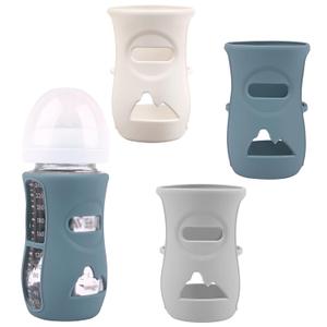 3 Pack Silicone Sleeves for Avent Natural Glass Baby Bottles, Anti Breakage Baby Bottle Holder, Compatible Philips Avent Glass Natural Baby Bottle 8 oz (Grey+Dark Blue+Apricot) 