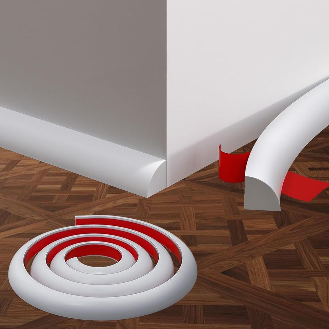 158 Inch Flexible Quarter Round Molding Wall Decoration Molding Trim,Self-Adhesive Peel and Stick Silicone Rubber Trim, Flexible DIY Waterproof Trim for Floor Window Frame and Home Decoration