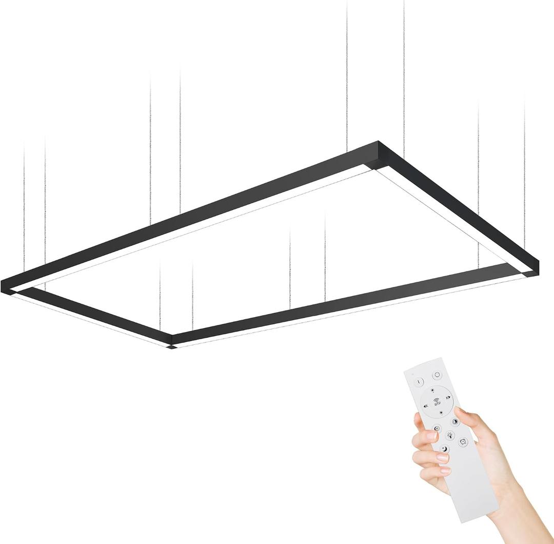 8FT x 4FT LED connectable Linear Lights Rectangular Set 260W Dimming, 3000K to 6000K Color Changing, Commercial Hanging LED Shop Light Fixtures for Office Work Shop Garages