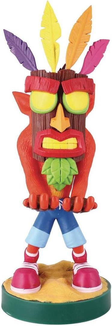 Exquisite Gaming: Crash Bandicoot: Crash Aku Aku - Original Mobile Phone & Gaming Controller Holder, Device Stand, Cable Guys, Licensed Figure