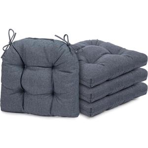 Chair Cushions for Dining Chairs, 4 Pack Soft and Comfortable Chair Cushions Pads with Ties, Seat Cushions for Kitchen Chairs, Dining Room (4 Pack 17x16, Dark Blue)