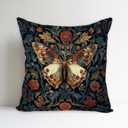 SUNFYCN William Morris Abstract Vintage Floral Velvet Butterfly Design Throw Pillow Covers Home Decor, Art Deco Pillowcase Cushion Cover for Bed Sofa Living Room,18x18inch, Black Butterfly