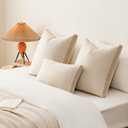 a moment Loop Yarn Linen-Like Pillow Cover Natural Soft Decorative Throw Pillow Case Farmhouse 18x18 Inch, Bohemian Textured Cushion Cover for Sofa Bed, Wrinkle-Resistant Home Decor Beige