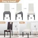 SearchI Waterproof PU Leather Dining Chair Covers Set of 6, Stretch Oilproof Parsons Chair Slipcovers Removable Washable Kitchen Chair Protector for Dining Room (Cream)