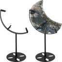 Moxweyeni 2 Pcs Crystal Moon Stand Adjustable Metal Crystal Display Holder Moon Shaped Small Display Easel Stands for Gemstones Geodes Mineral Agate Home Office Decor(Black)