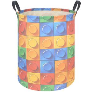 FXOLCSHE Toy storage basket,Building block toy storage basket,Nursery laundry hamper,Waterproof foldable laundry basket for kids,Clothes Organizer Basket,Toys Box,Room Decor(Blocks)