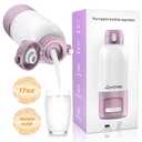 Portable Bottle Warmer for Travel, 17 oz Large Capacity & 16000mAh Extended Battery Life, 8 Temp Contorl, Breastmilk/Formula/Water/Milk 2Min Fast Warmer Heating, Ideal for Travel, Outdoor (Purple)