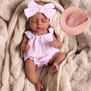 BABESIDE Lifelike Reborn Baby Dolls Daisy Black Girl- 12 Inch Body Realistic-Newborn Handmade Real Life Baby Dolls with Clothes and Toy Gift for Kids Age 3+