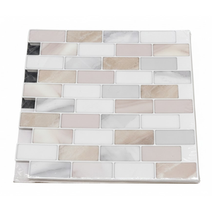 Art3d 10-Sheet Heavy-Duty Peel and Stick Backsplash, Waterproof Wall Tiles Stick on Kitchen Backsplash Living Space, Beige & White (12 x 12 Inch)