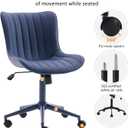 YOUNIKE Office Desk Chair with Wheels Armless Vanity Chair Modern Navy Blue, Standard