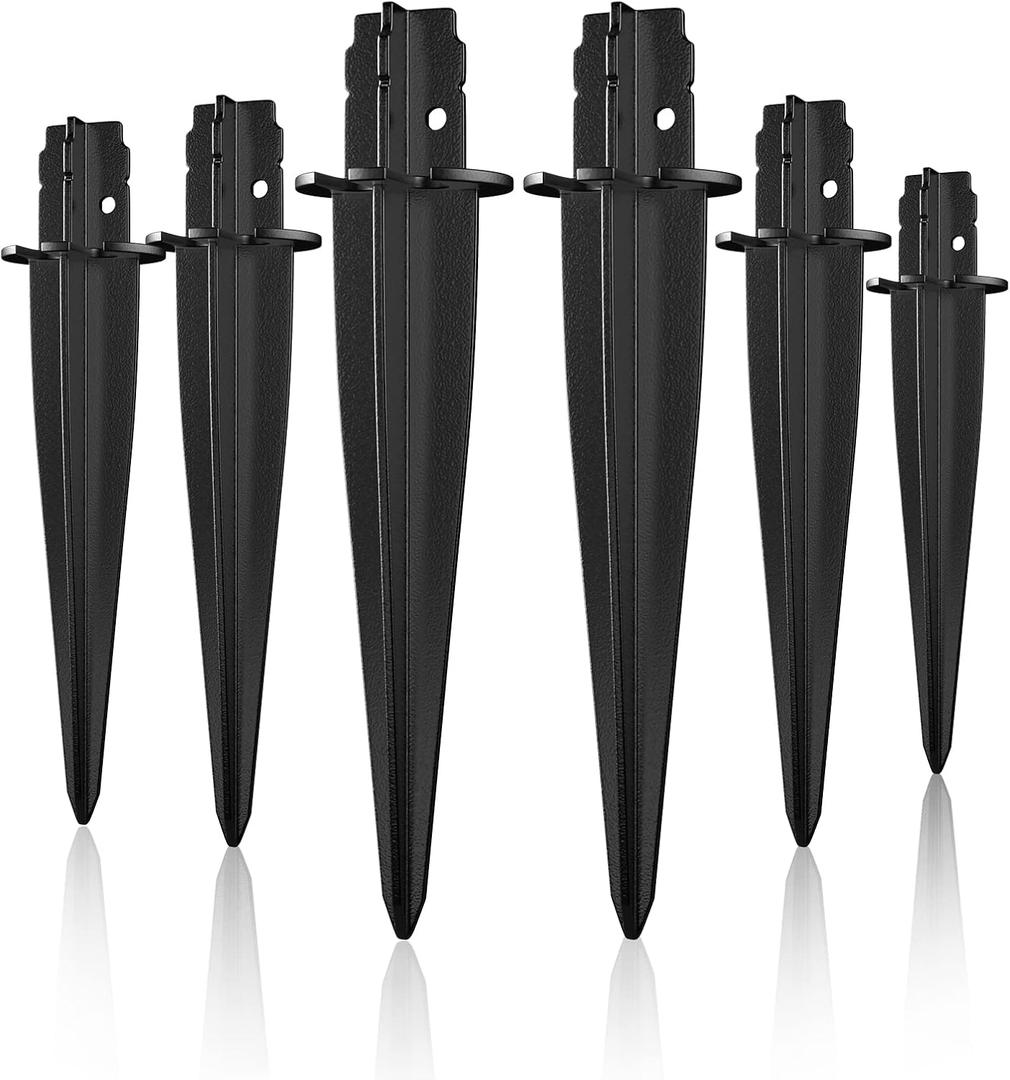 Metal Replacement Stake for Solar Lights, 0.78" Diameter x 5.3" Height, Fits Only 0.8" Diameter Solar Light Poles  Won't Work if Pole is Too Large or Small (Metal 6 Pack) (Black)