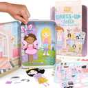 Story Magic Dress-Up Dolls Playset, Pretend Play Magnetic Case, Magnet Outfit and Accessory Pieces, Great for Travel or Playdates, Magnetic On The Go Activity Set for Ages 4, 5, 6, 7 , Pink
