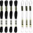 DMC Embroidery Floss Mouline Special Black (310), Cream(712), White(Blanc) -3 Colors Thread Bundle with DMC Embroidery Hand Needles 3-9, INCELER Supplies